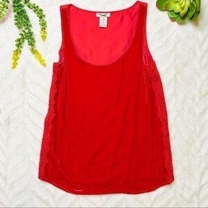 Sundance Velvet Sky Lace Sleeveless Scoop Neck Tank Top in Red Coral Size XS